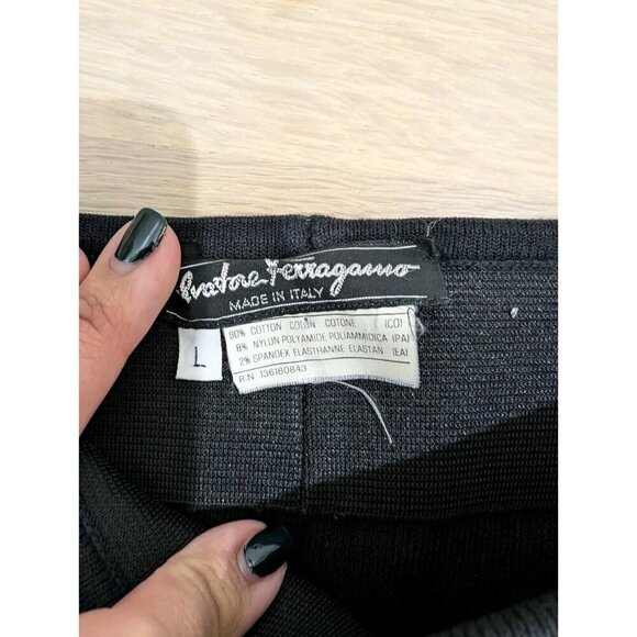 SALVATORE FERRAGAMO Vintage Black Cotton Pencil Skirt Women’s Size L - Picture 3 of 7